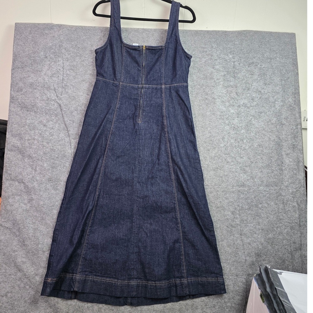 Old Navy Womens Dark Wash Denim Midi Dress Square Neck Sleeveless Blue M 804478